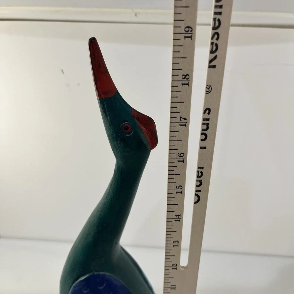 Vtg MCM Wood Swan Long Neck Figurine 18.5